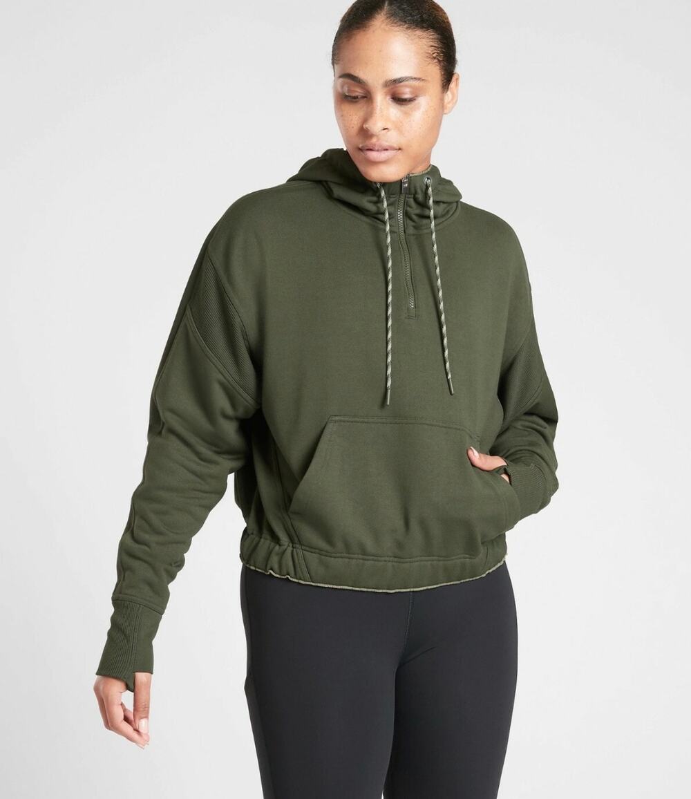 Athleta Ascend Warm-Up Green Active Yoga Running Hoodie Jacket XS